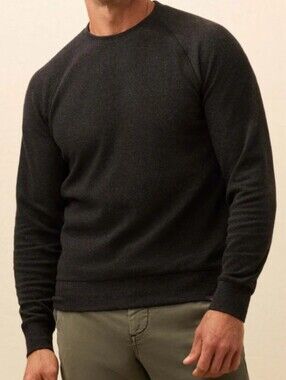 Faherty Legend Crew Heathered Black Twill Men's Sweater Size Small NWT